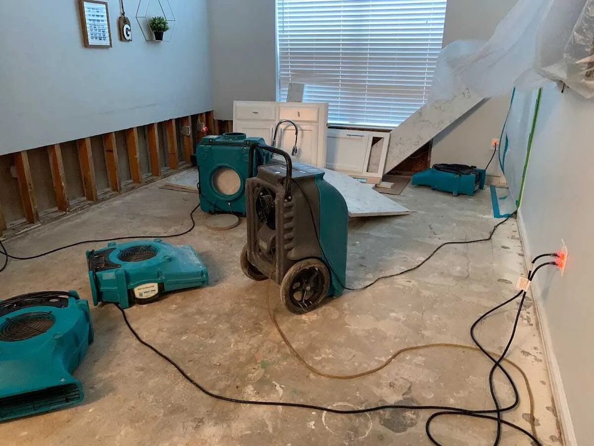 Dehumidifier in flood-cut room for Water Extraction & Removal in Wakefield